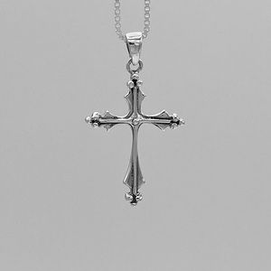 Sterling Silver Cross Necklace, Silver Chain
